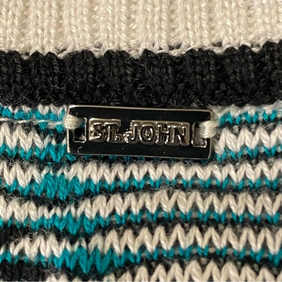 ST. JOHN Geometric NWOT Jacquard Crew Neck Knit Sweater - Picture 4 of 8